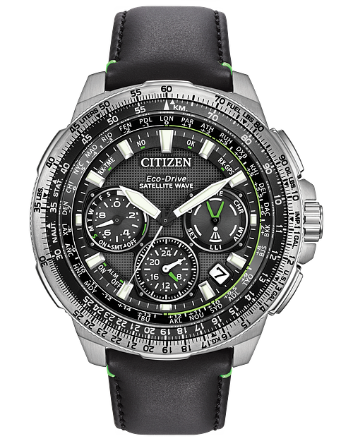 Promaster Navihawk GPS Black Dial Leather Strap CC9030 00E CITIZEN